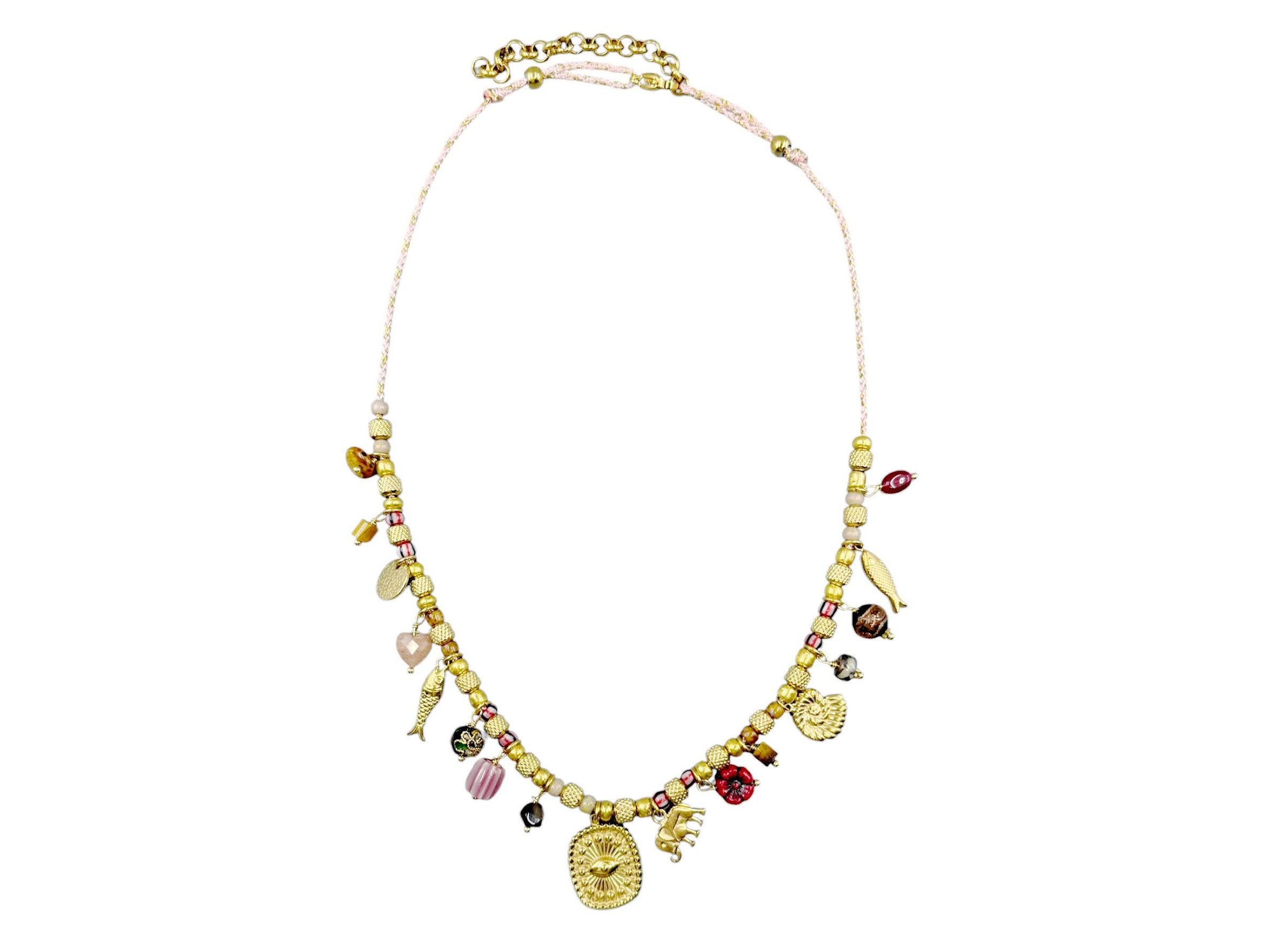 Evil Eye Necklace with Multiple Charms