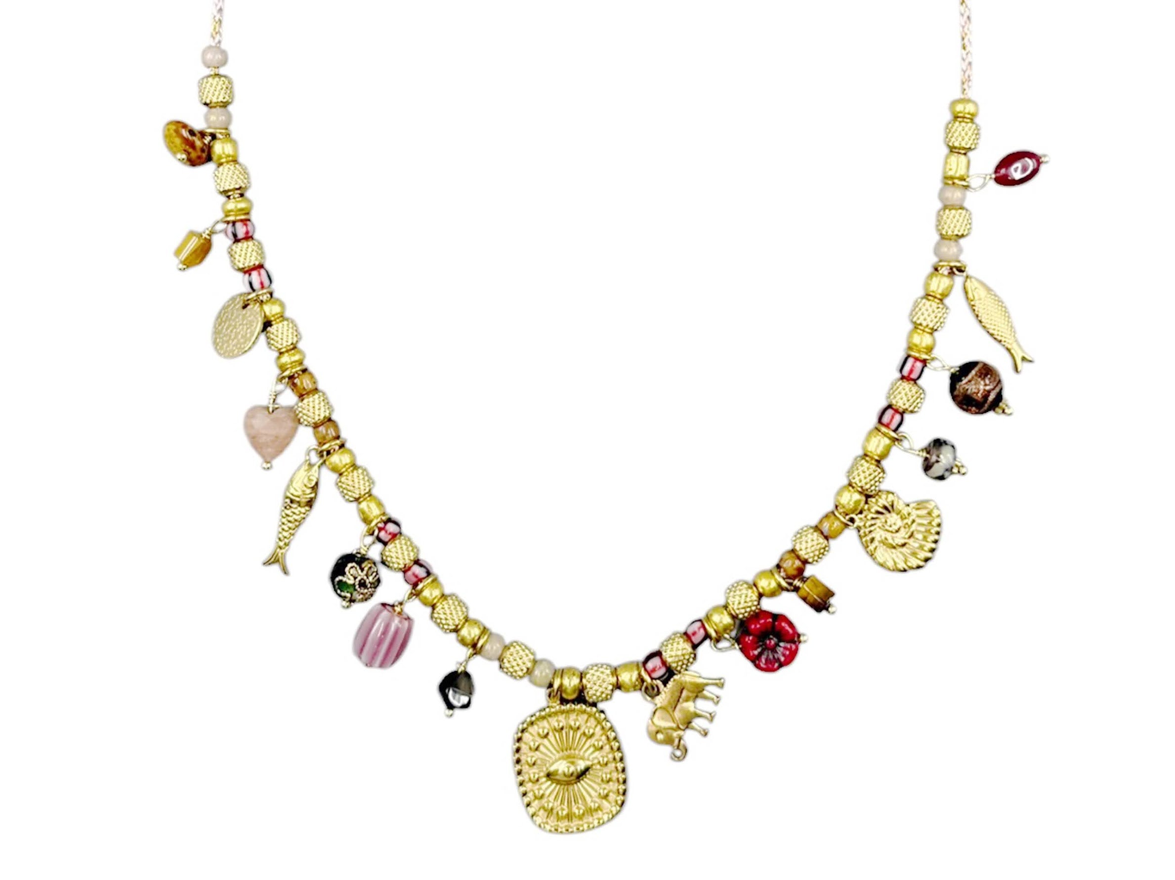 Evil Eye Necklace with Multiple Charms