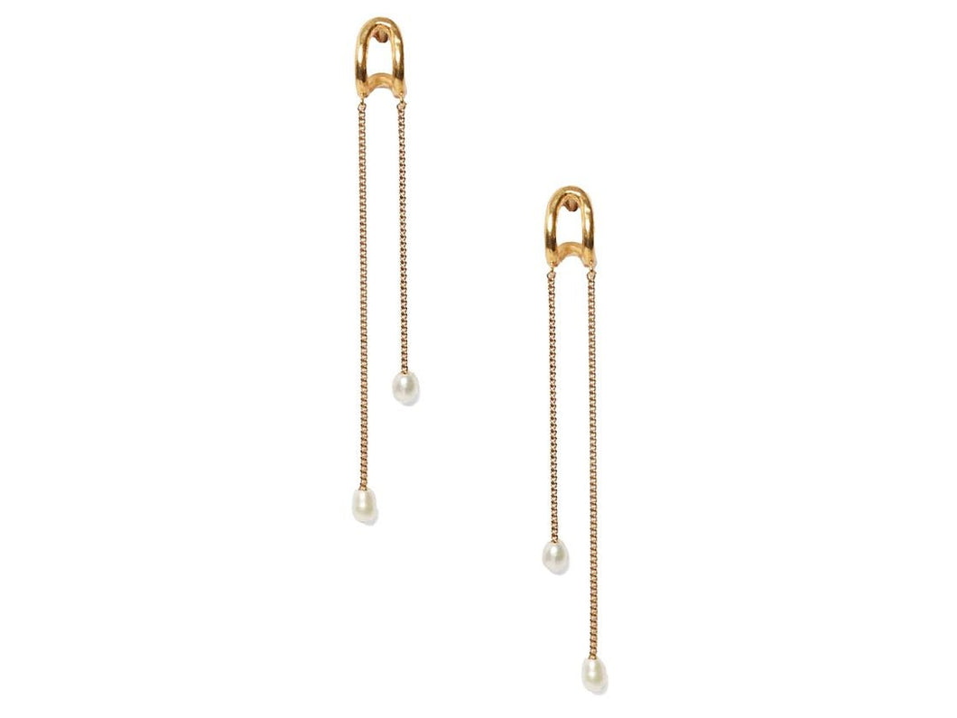 Chain Drop Pearl Earrings