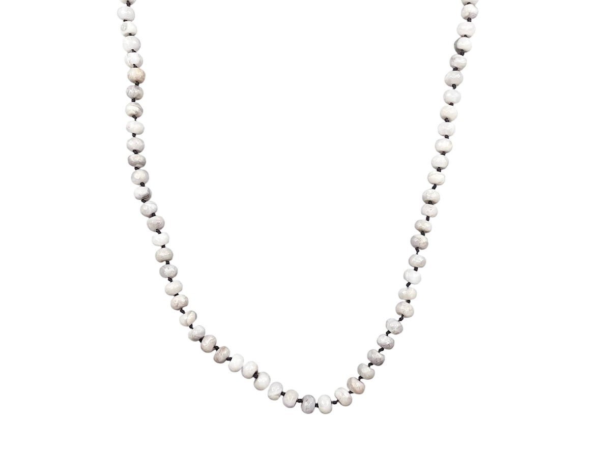 White Agate Bead Necklace