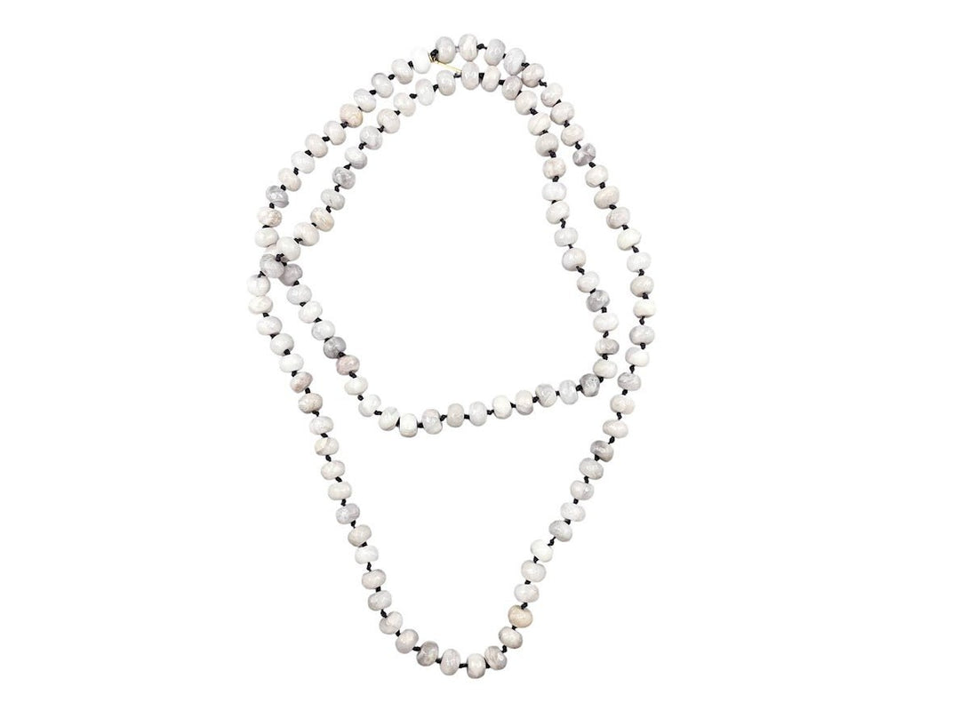 White Agate Bead Necklace