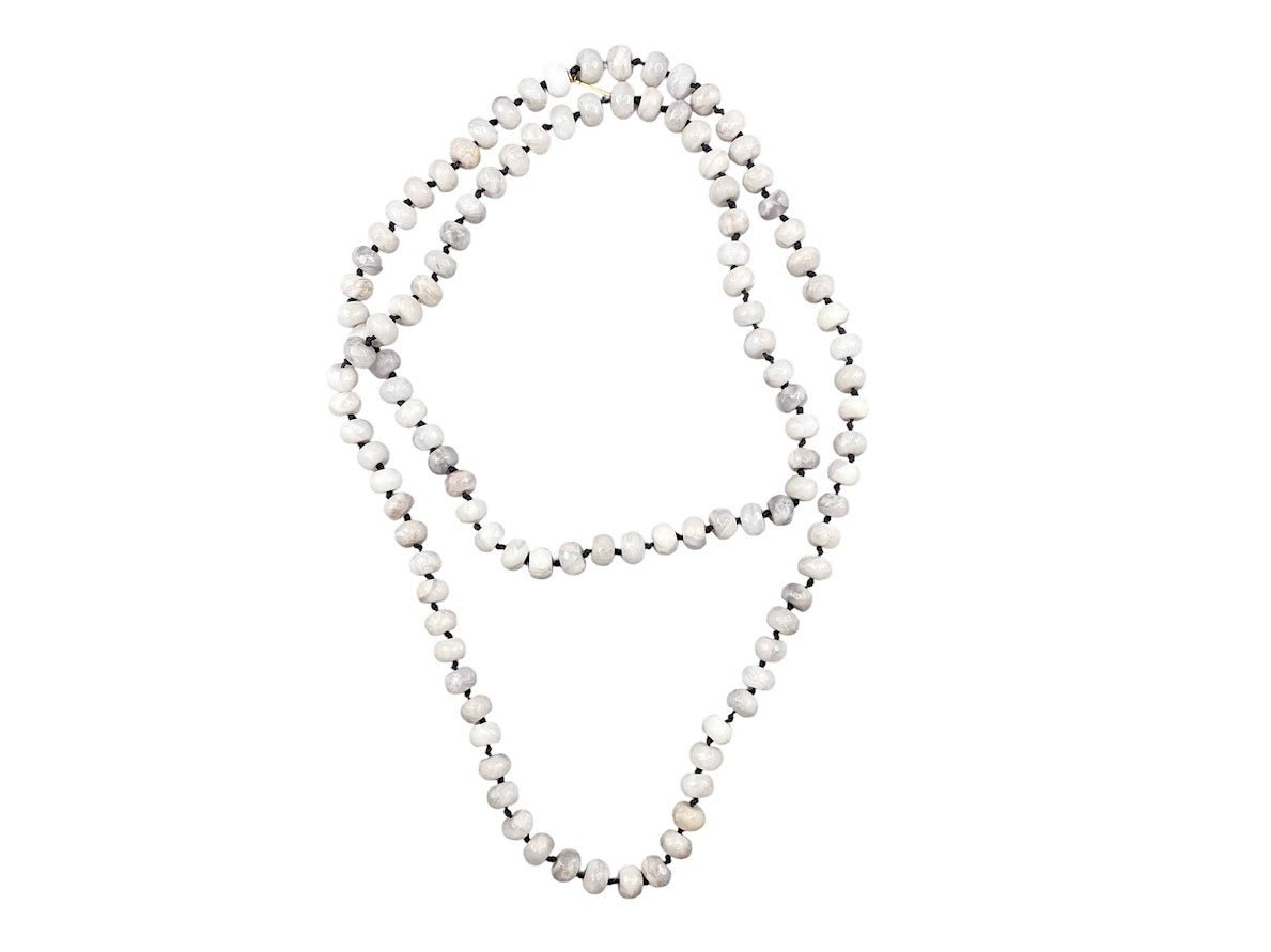 White Agate Bead Necklace