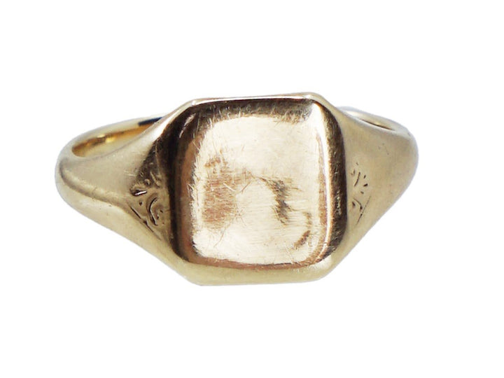 9k Antique Square Flat Signet ring