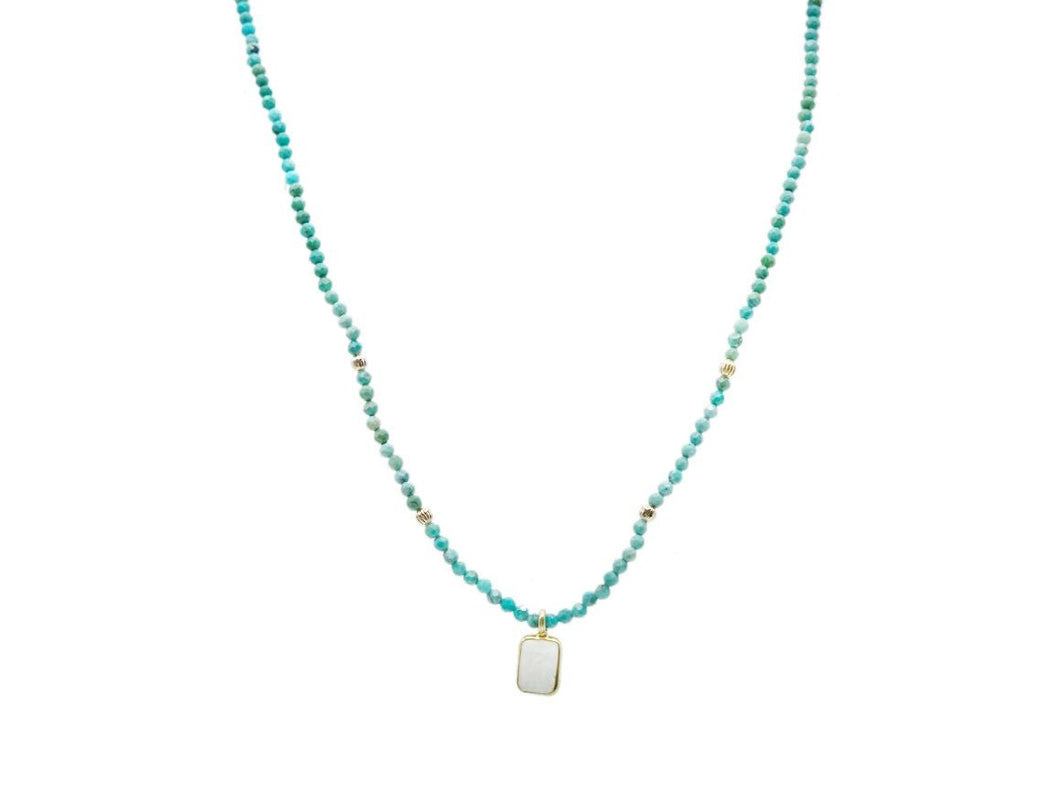 Turquoise and Moonstone Charm Necklace