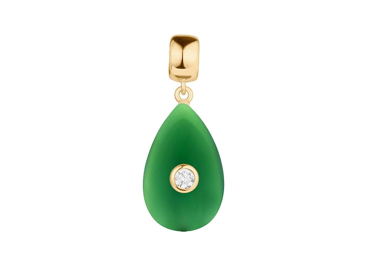Jade Teardrop Charm with CZ