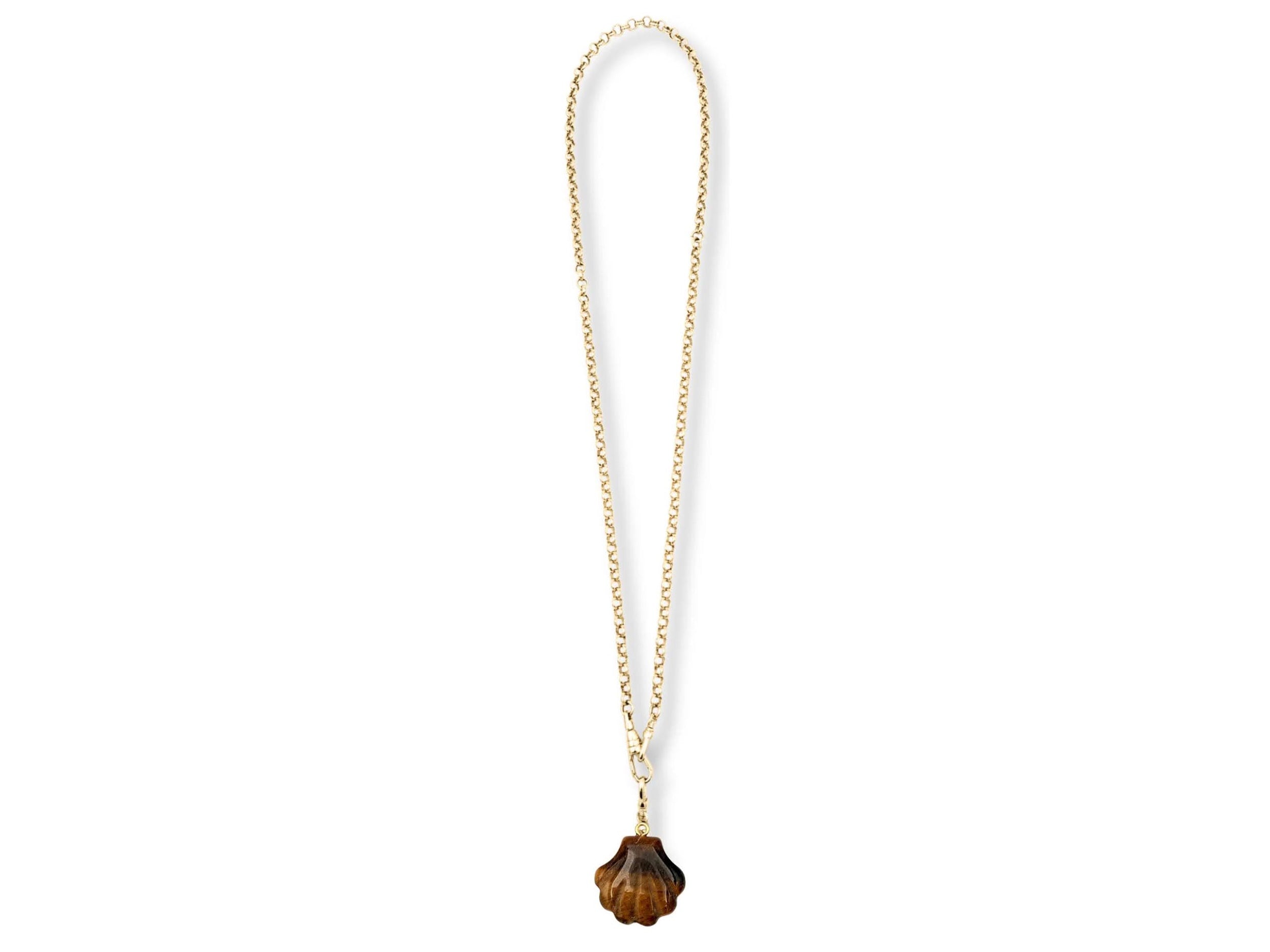 Tiger Eye Shell Charm Necklace