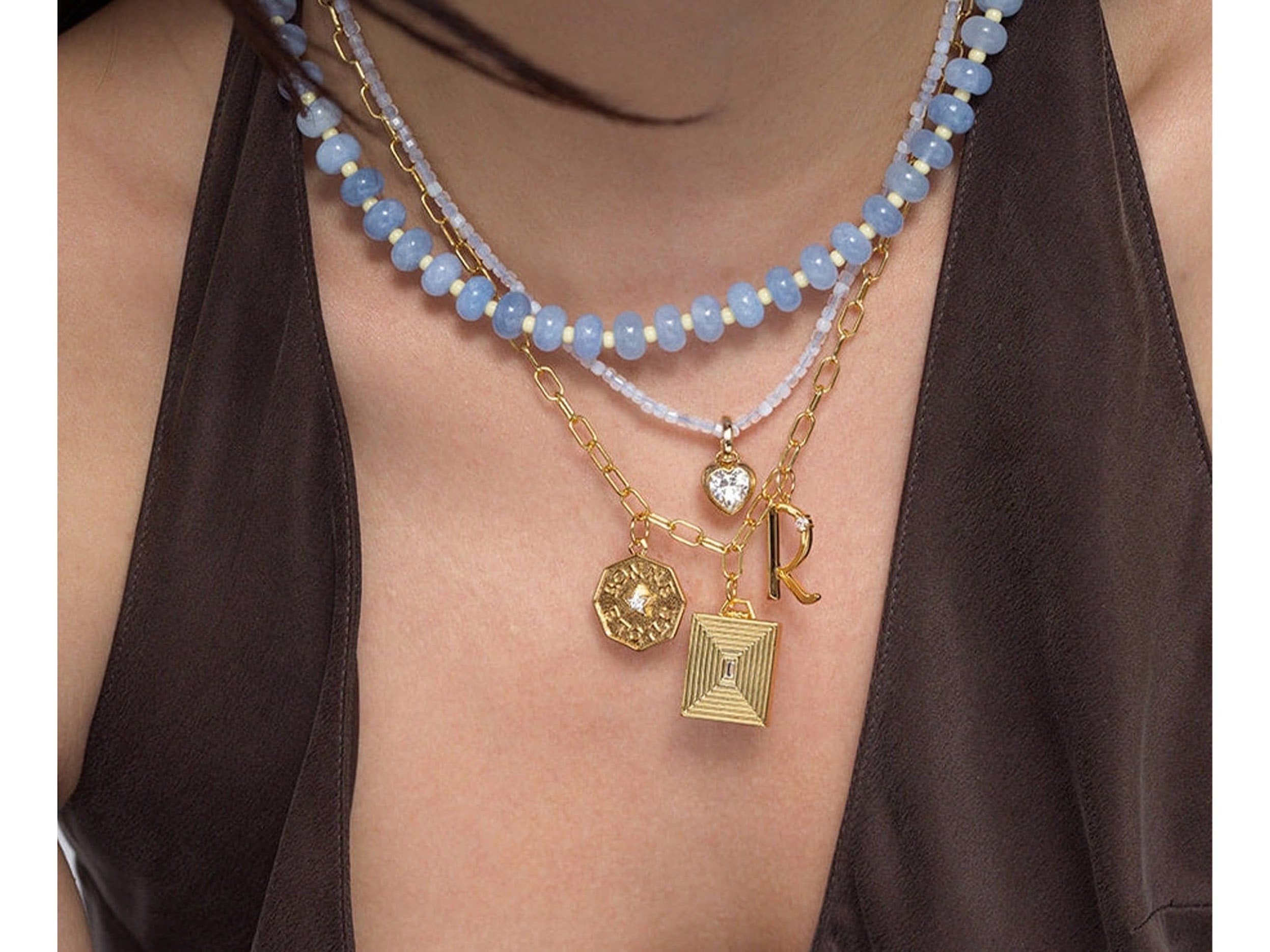 Gold Lucky Star Charm with CZ