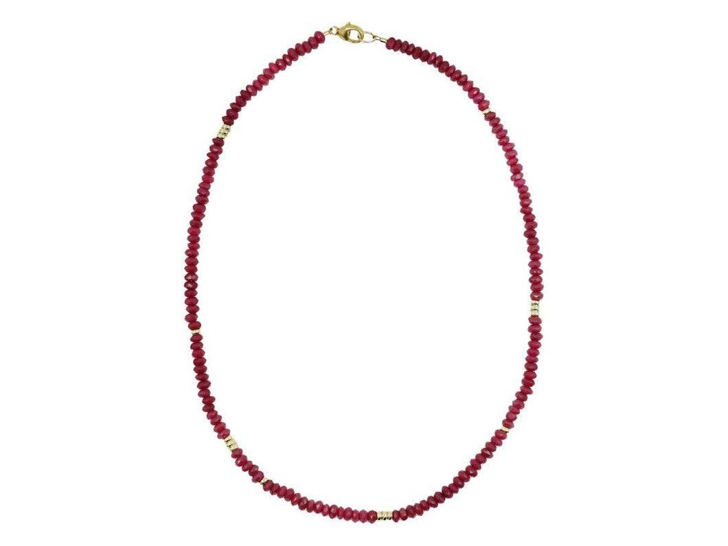 Red Jade Layering Necklace with Gold Discs