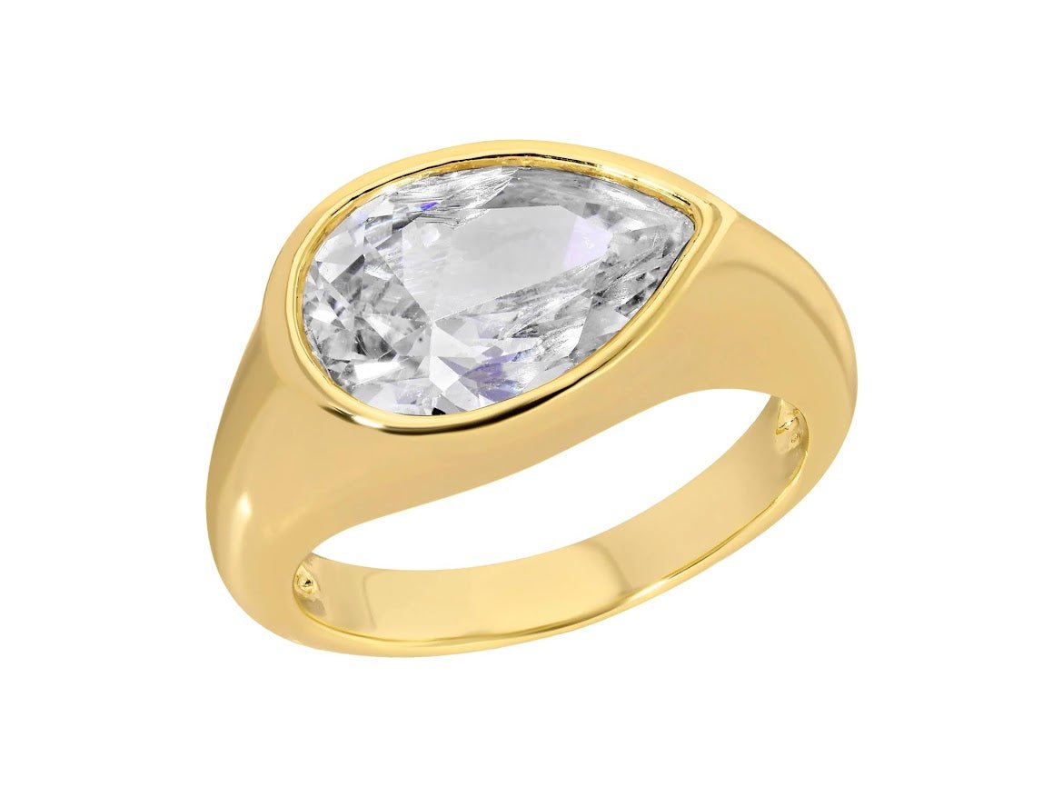 Pear-Shaped CZ Ring