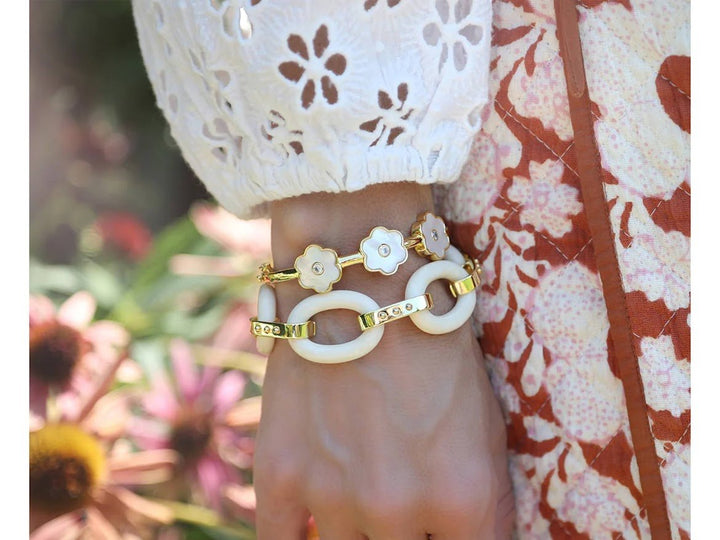 MOP Flowers Bangle Bracelet