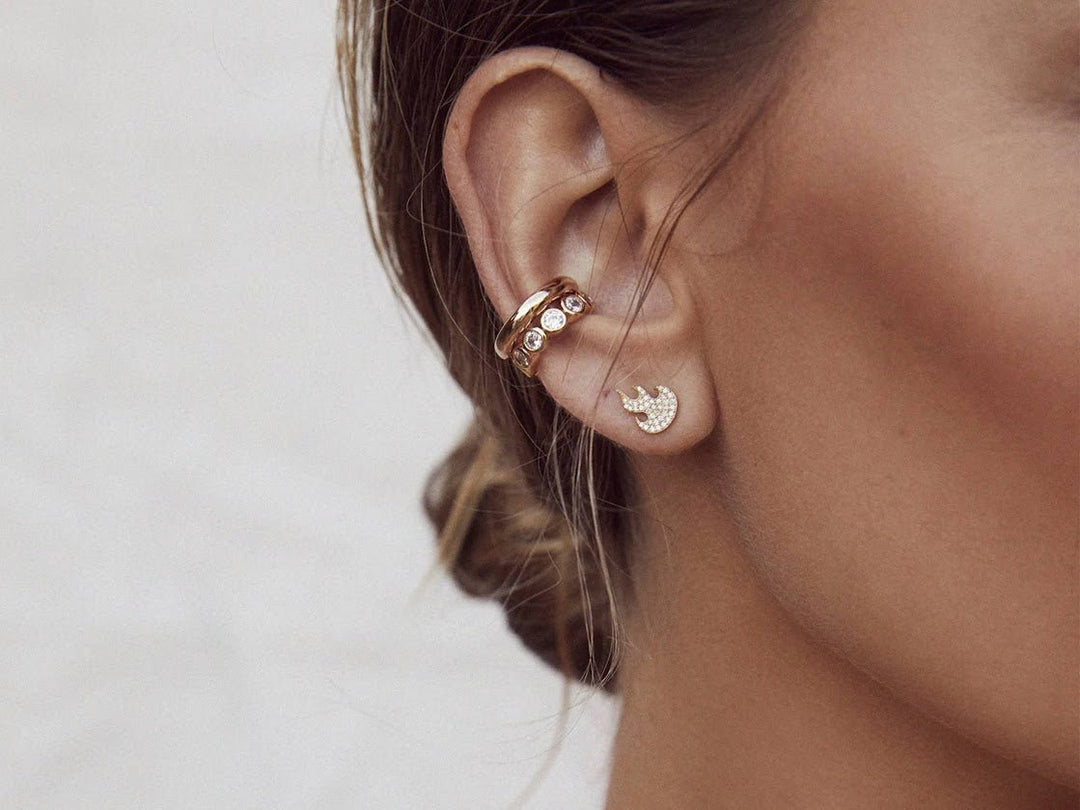 Gold and Bezel-Set CZ Ear Cuff