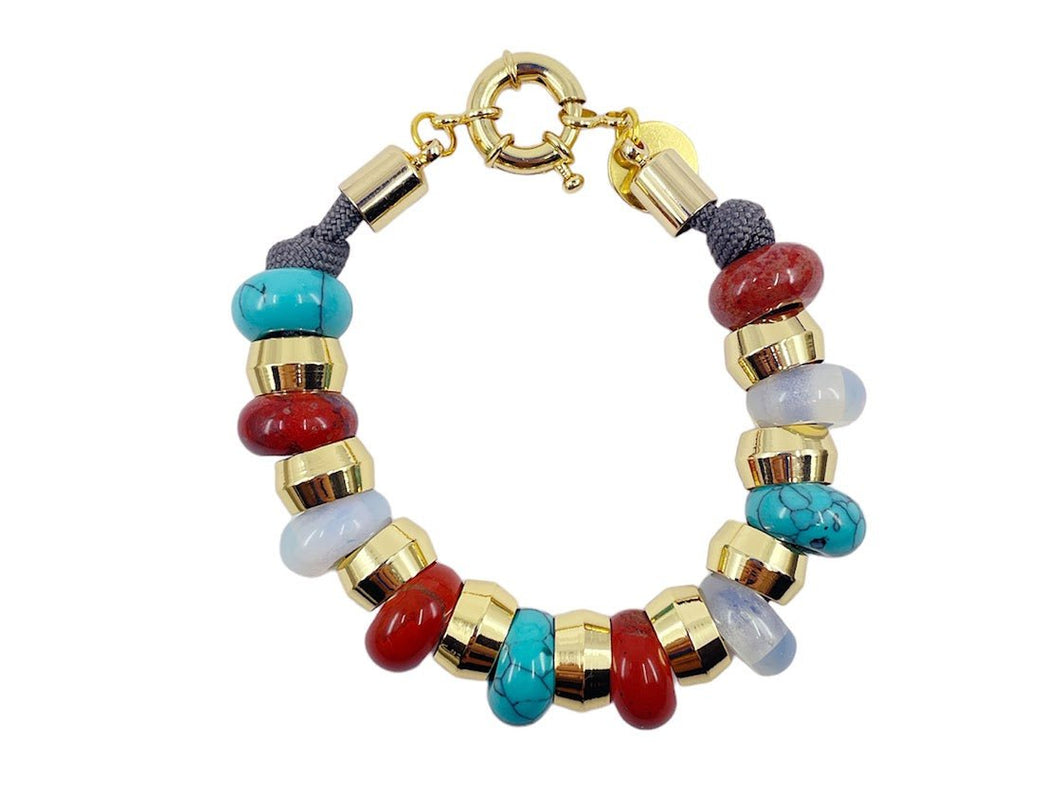 Red Aventurine, Opalite, and Turquoise Bracelet