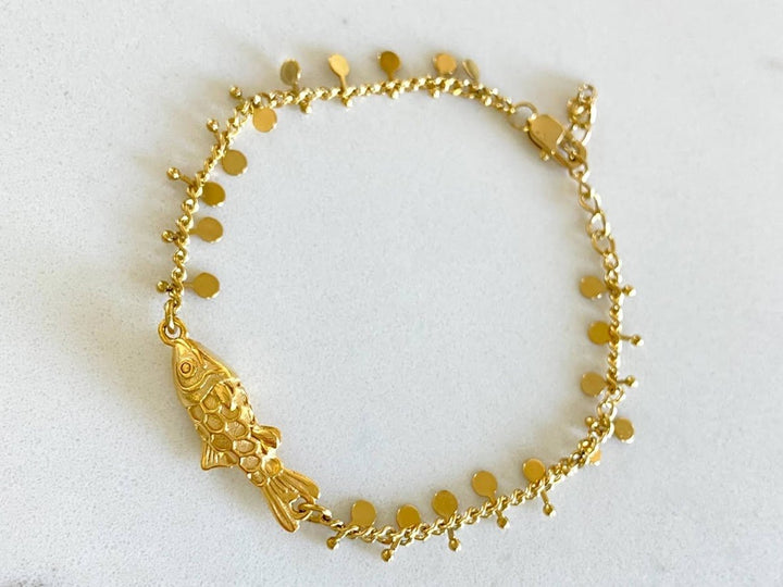 Gold Fish Charm Bracelet