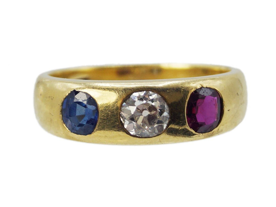 Vintage Ring with Diamond, Sapphire, and Ruby