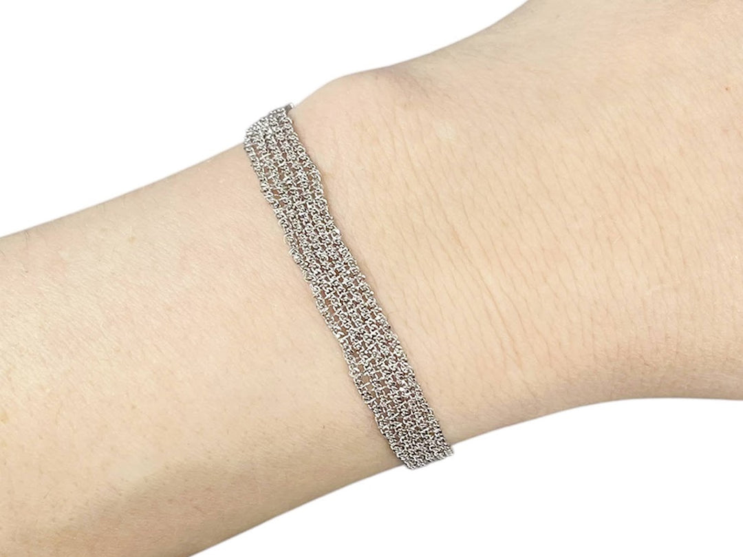 Slim Silver Woven Chain Bracelet