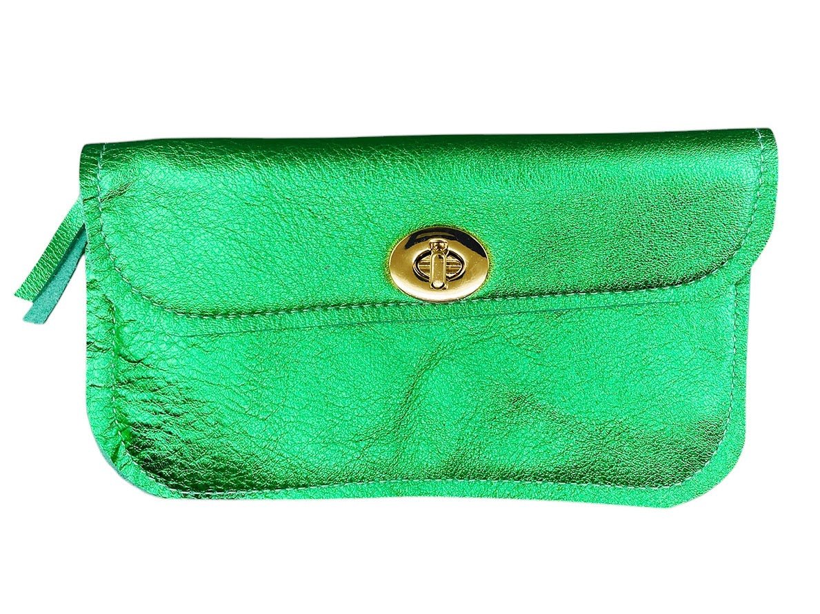 Large Emerald Metallic Leather Wallet