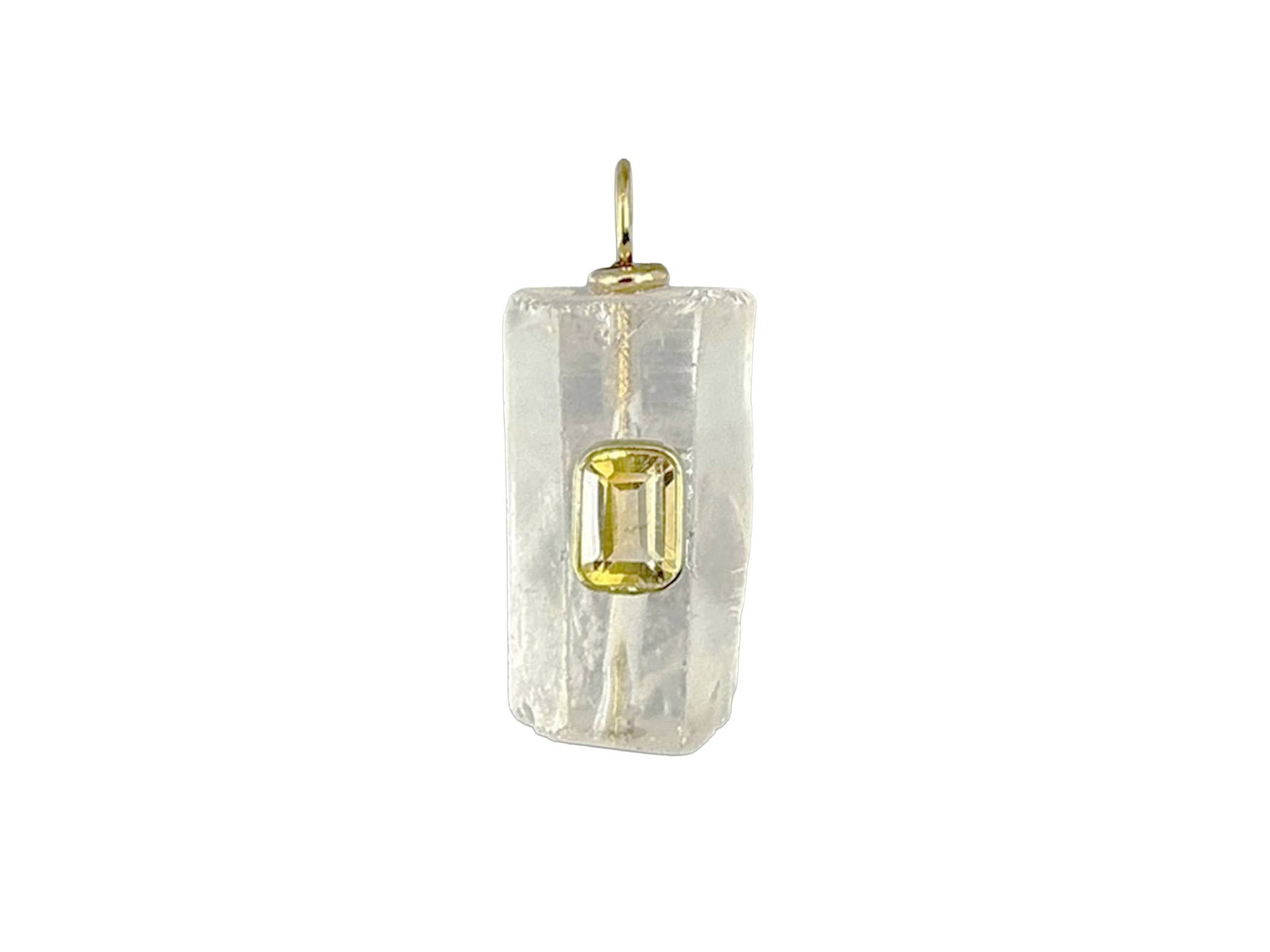 Rock Crystal Charm with Citrine