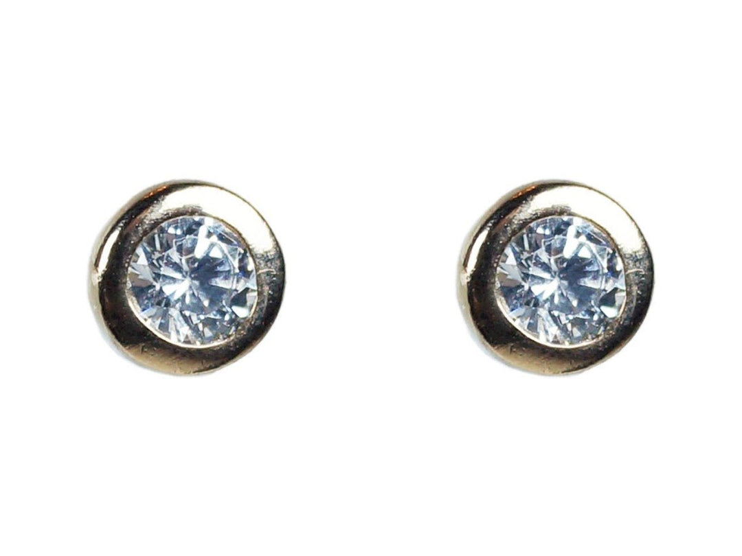 Gold Bezel Set CZ Studs