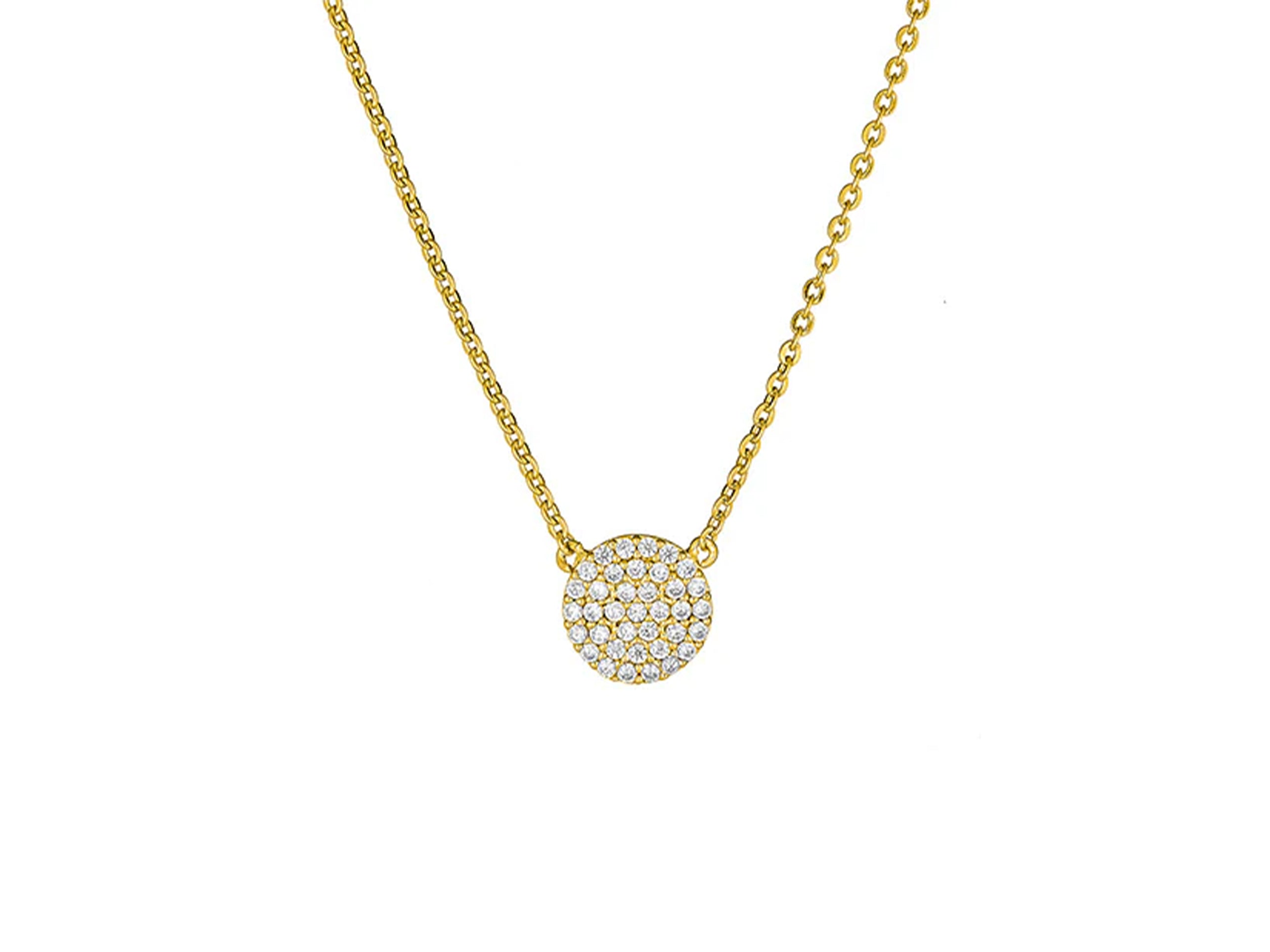 Gold CZ Disc Necklace