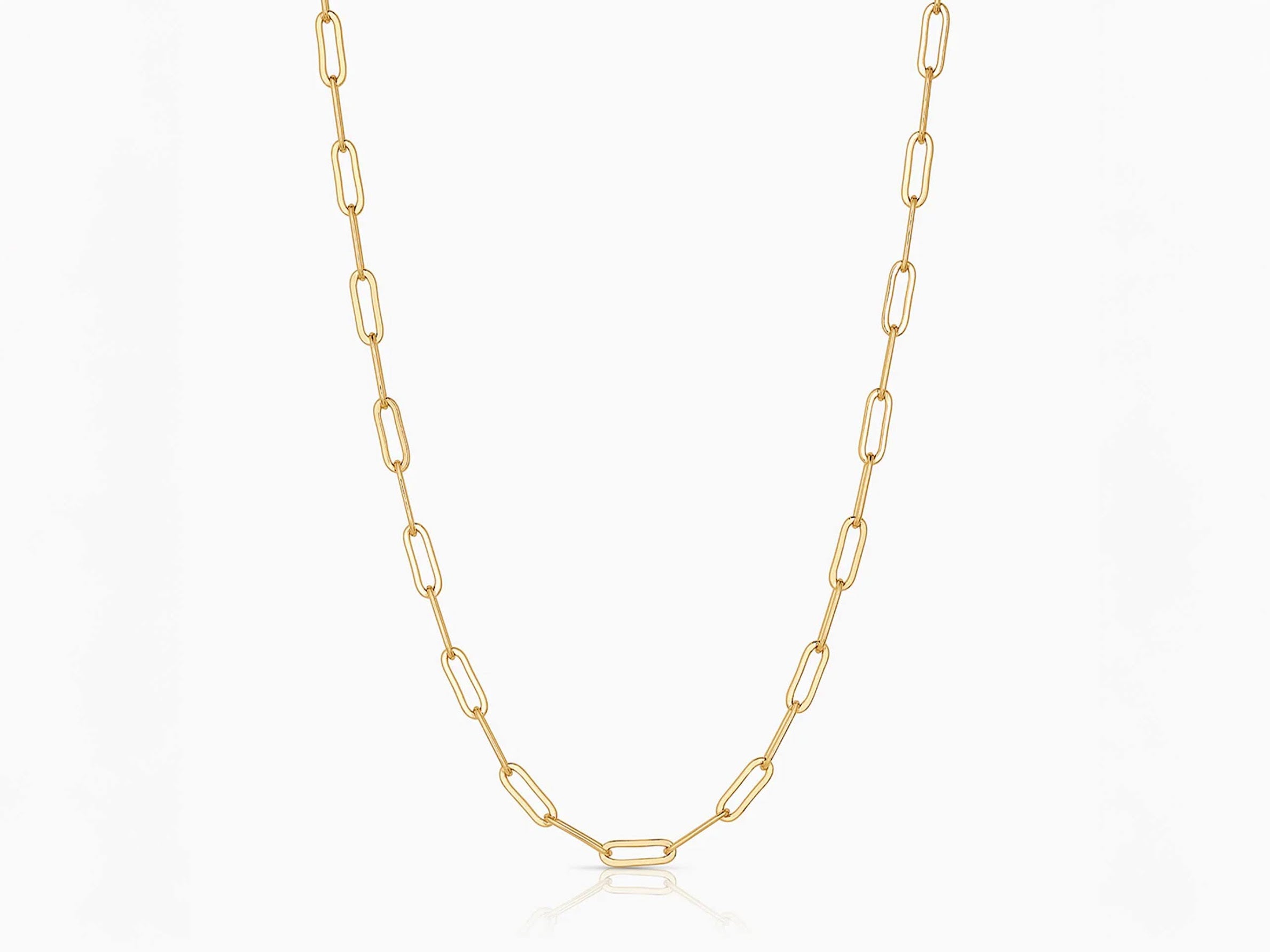 Gold Elongated Paperclip Chain Necklace
