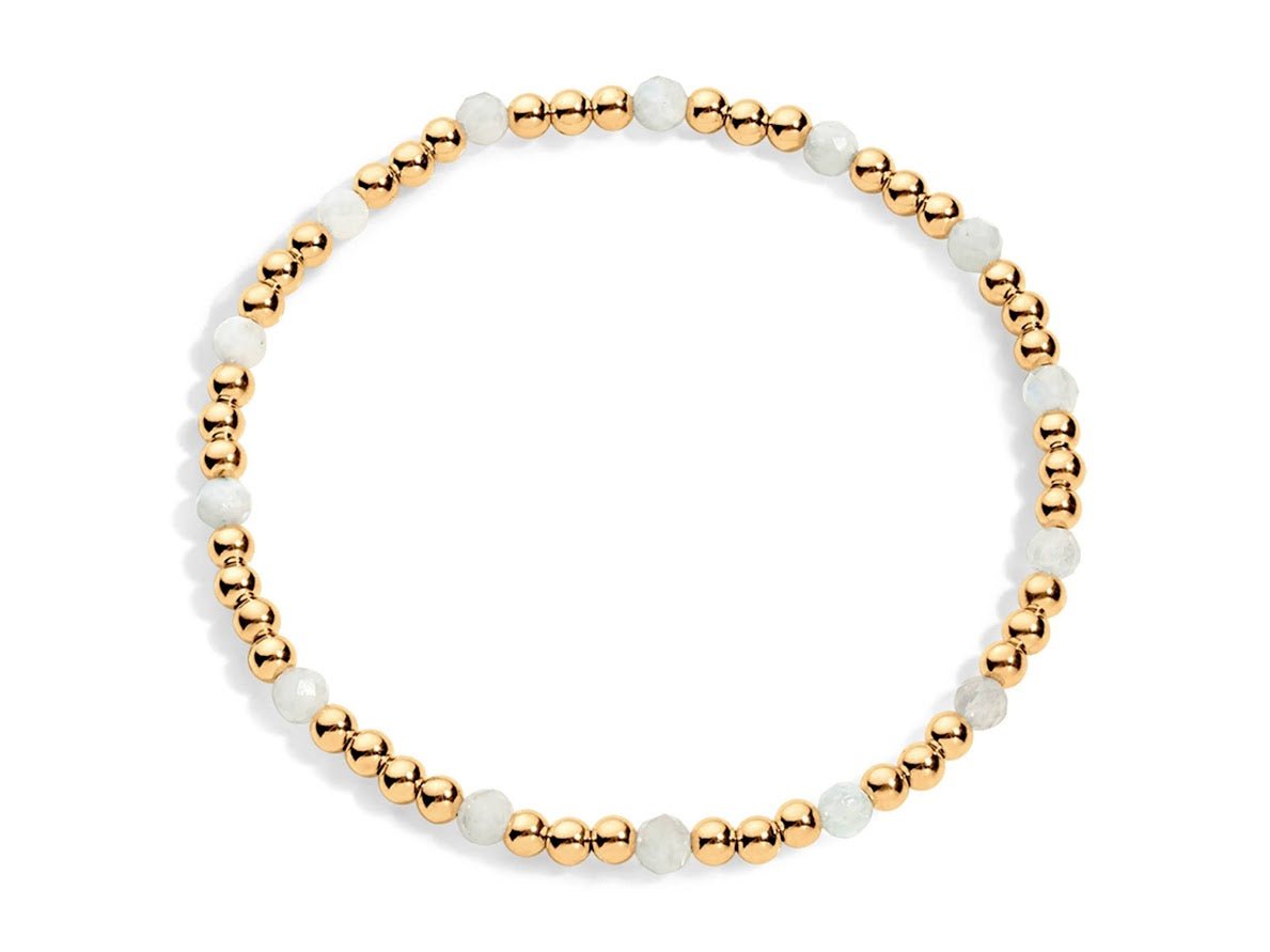 Gold and Moonstone 3mm Bead Bracelet