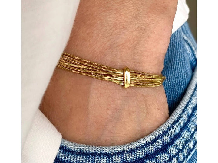 Gold 7-Row Snake Chain Bracelet