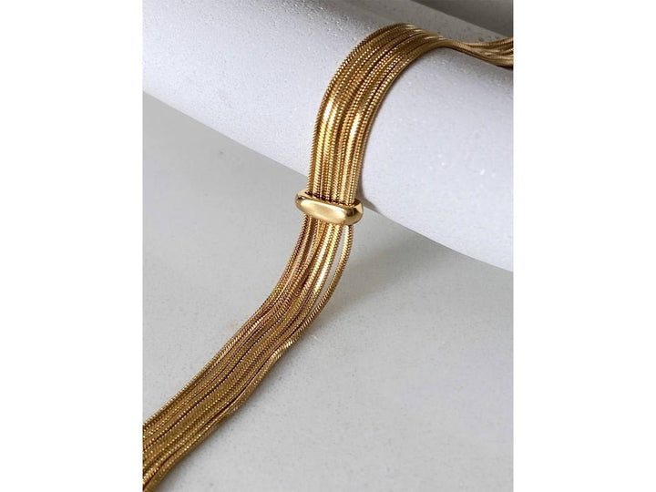 Gold 7-Row Snake Chain Bracelet