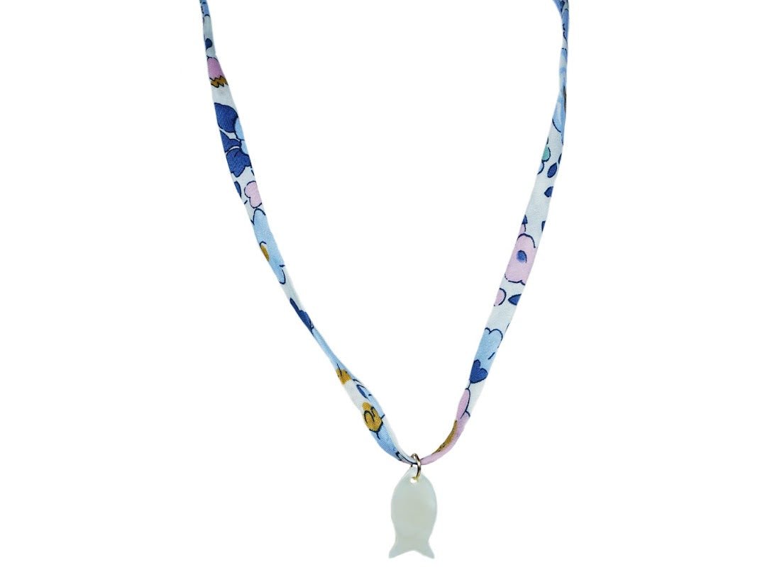 Liberty Floral Fish Charm Necklace