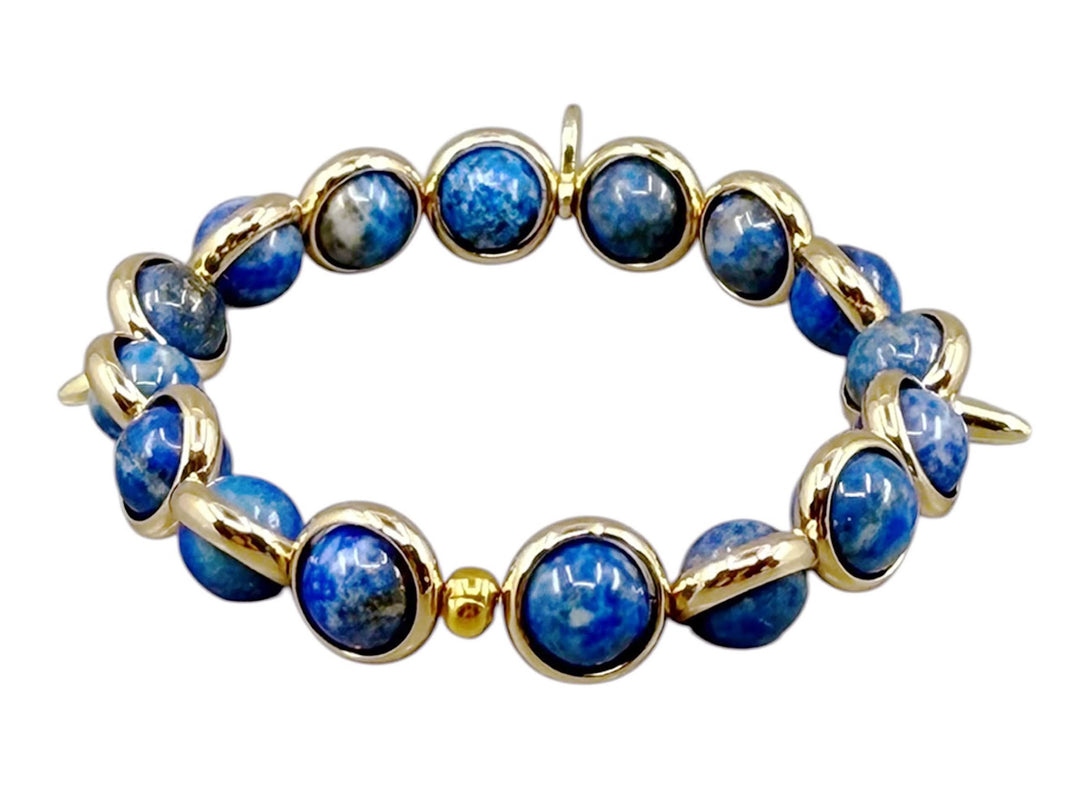 Lapis Bead Bracelet with Spikes