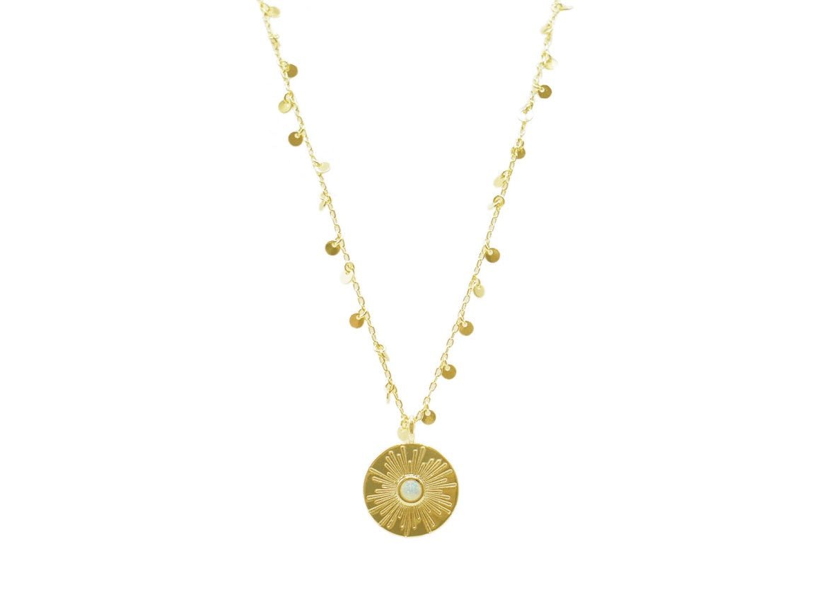 Sunburst and Opalite Pendant Necklace