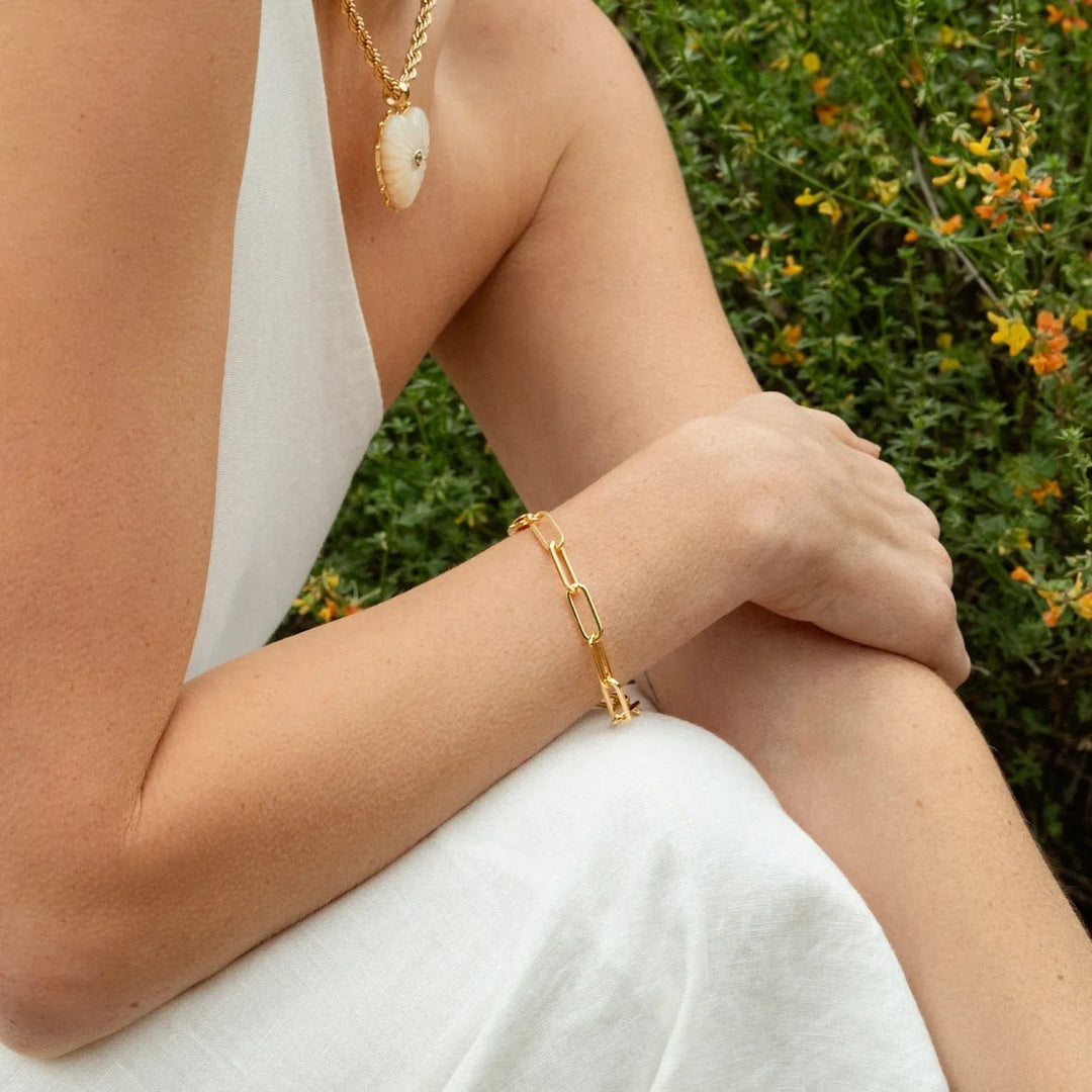 Gold Large Elongated Chain Bracelet