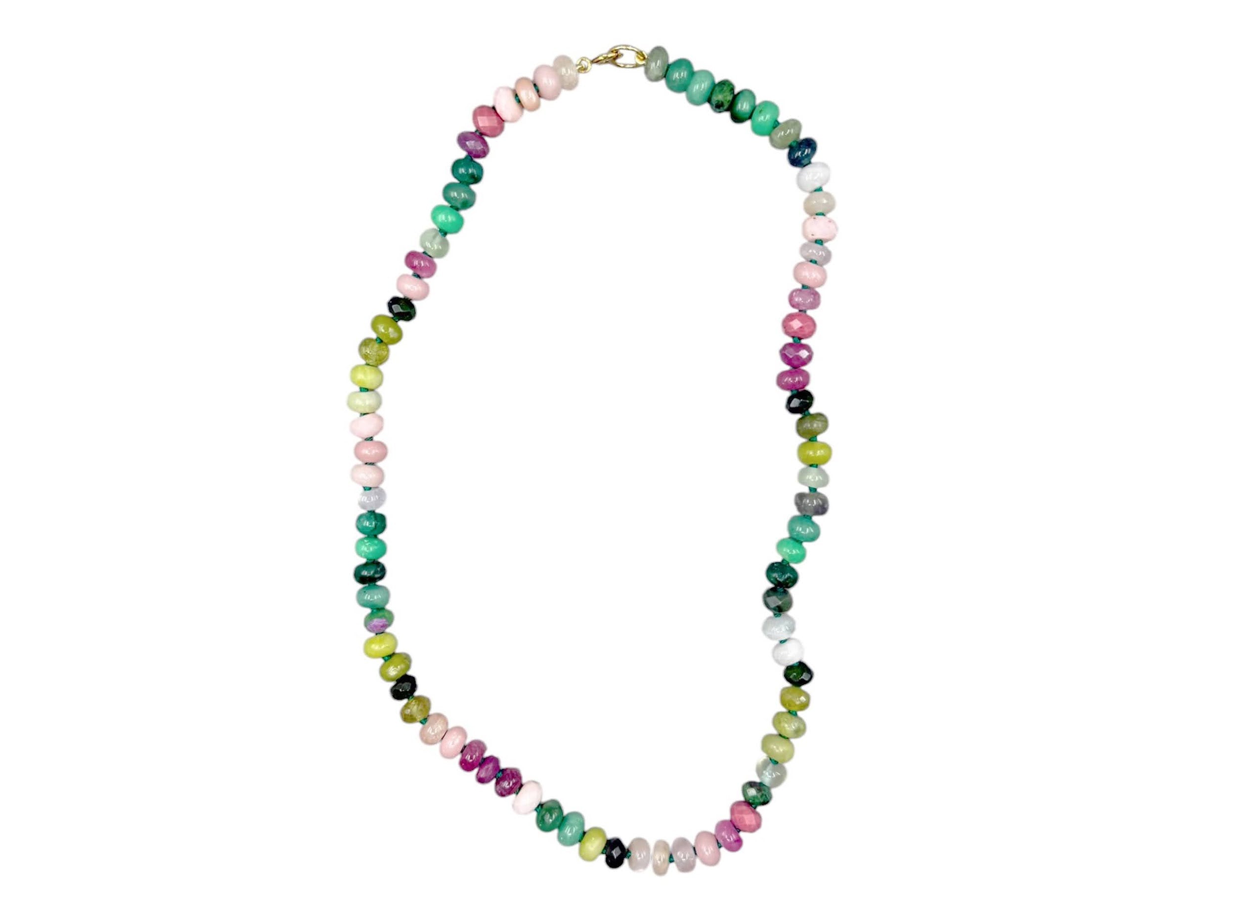 Beaded Gemstone Summer Field Necklace