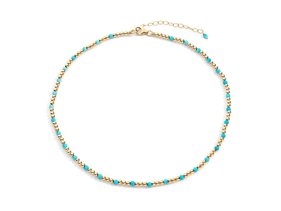Gold and Turquoise 3mm Bead Necklace