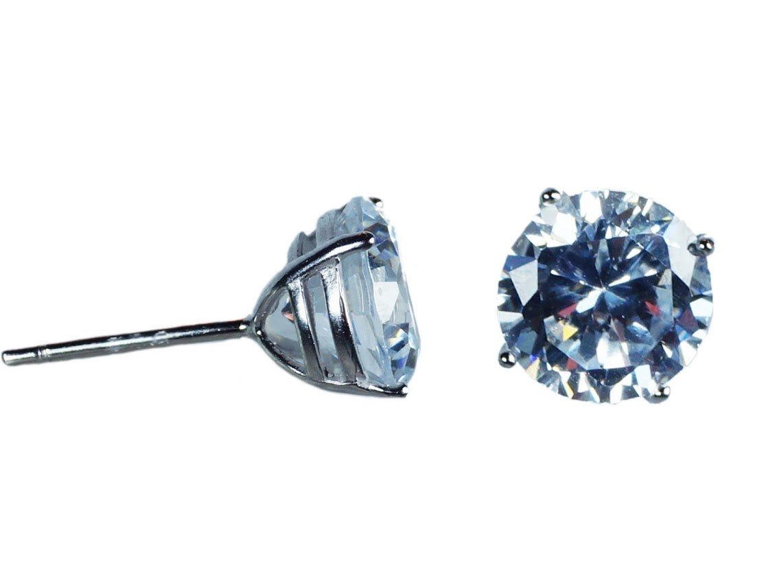 Round CZ Stud Earrings 8mm