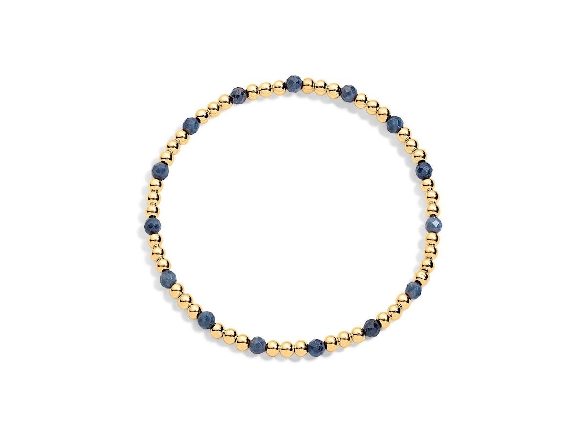 Gold and Sapphire 3mm Bead Bracelet