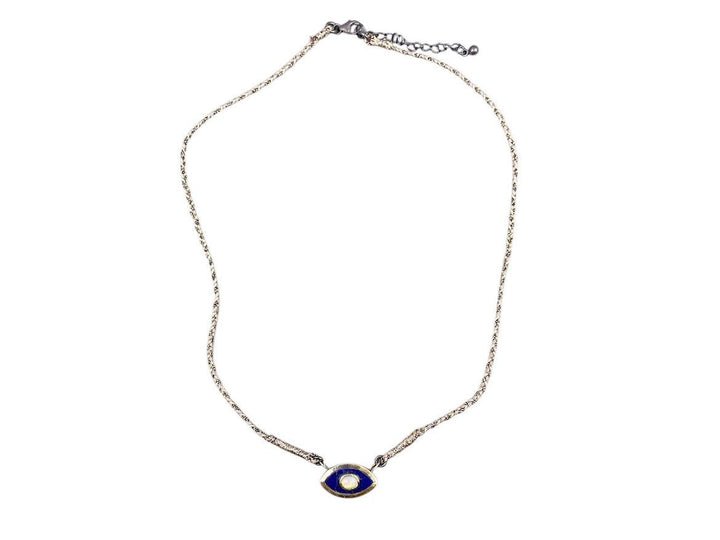 10k Small Lapis with Opal Evil Eye Necklace