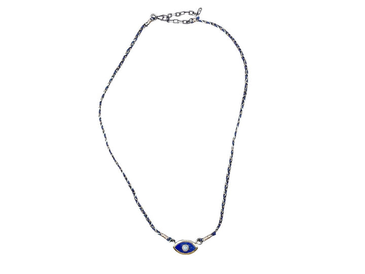 10k Small Lapis with Opal Evil Eye Necklace