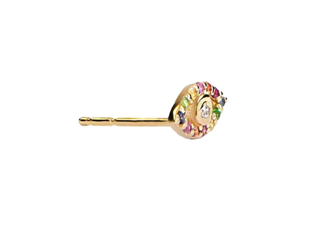 14k Evil Eye Studs with Multicolor Diamonds