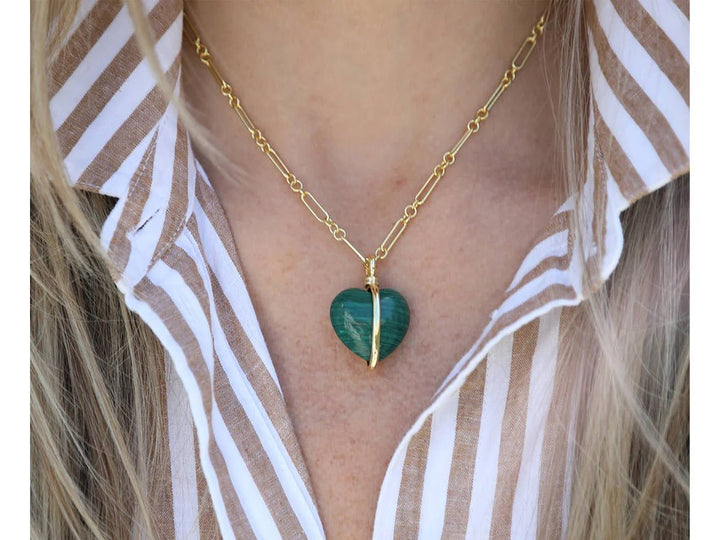 Malachite Wrapped Heart Charm