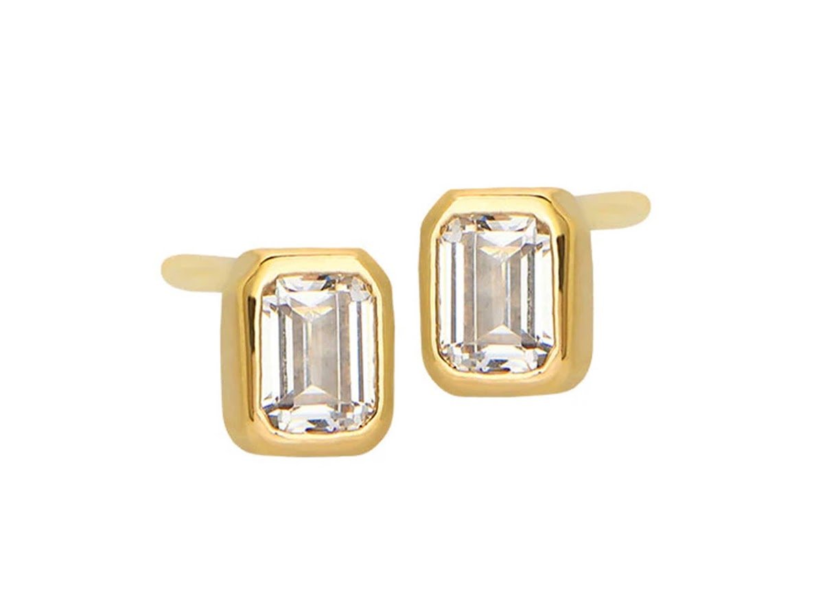 Gold and CZ Stud Earrings