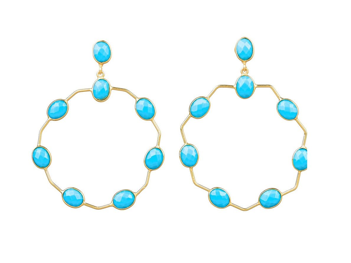 Turquoise Large Open Statement Hoops