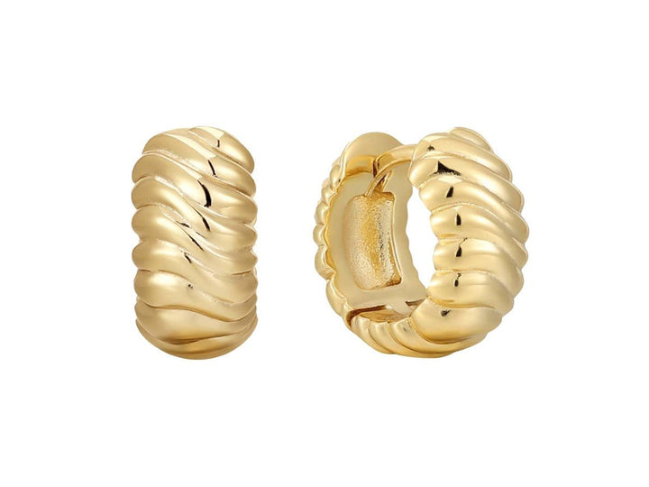Gold Rippled Huggie Hoops