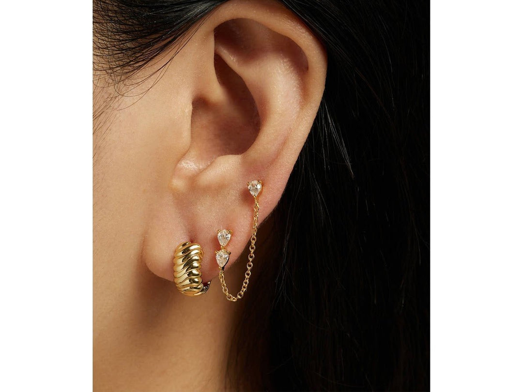 Gold Rippled Huggie Hoops