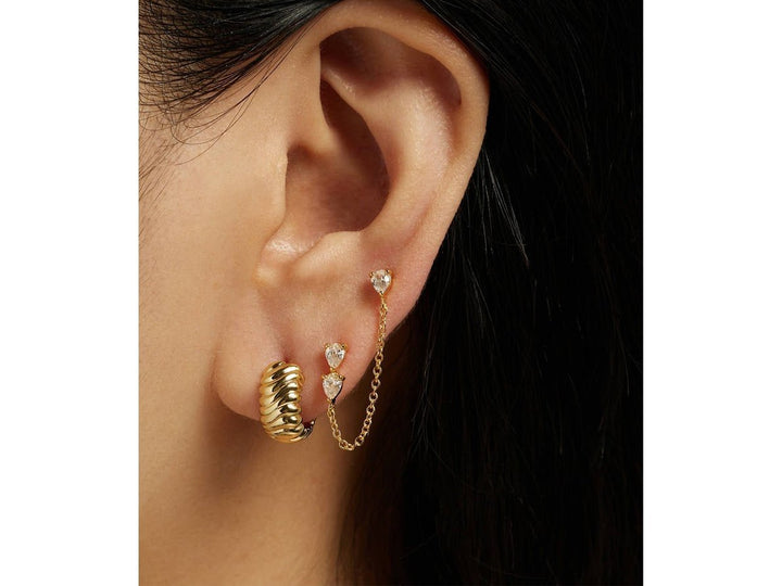 Gold Rippled Huggie Hoops