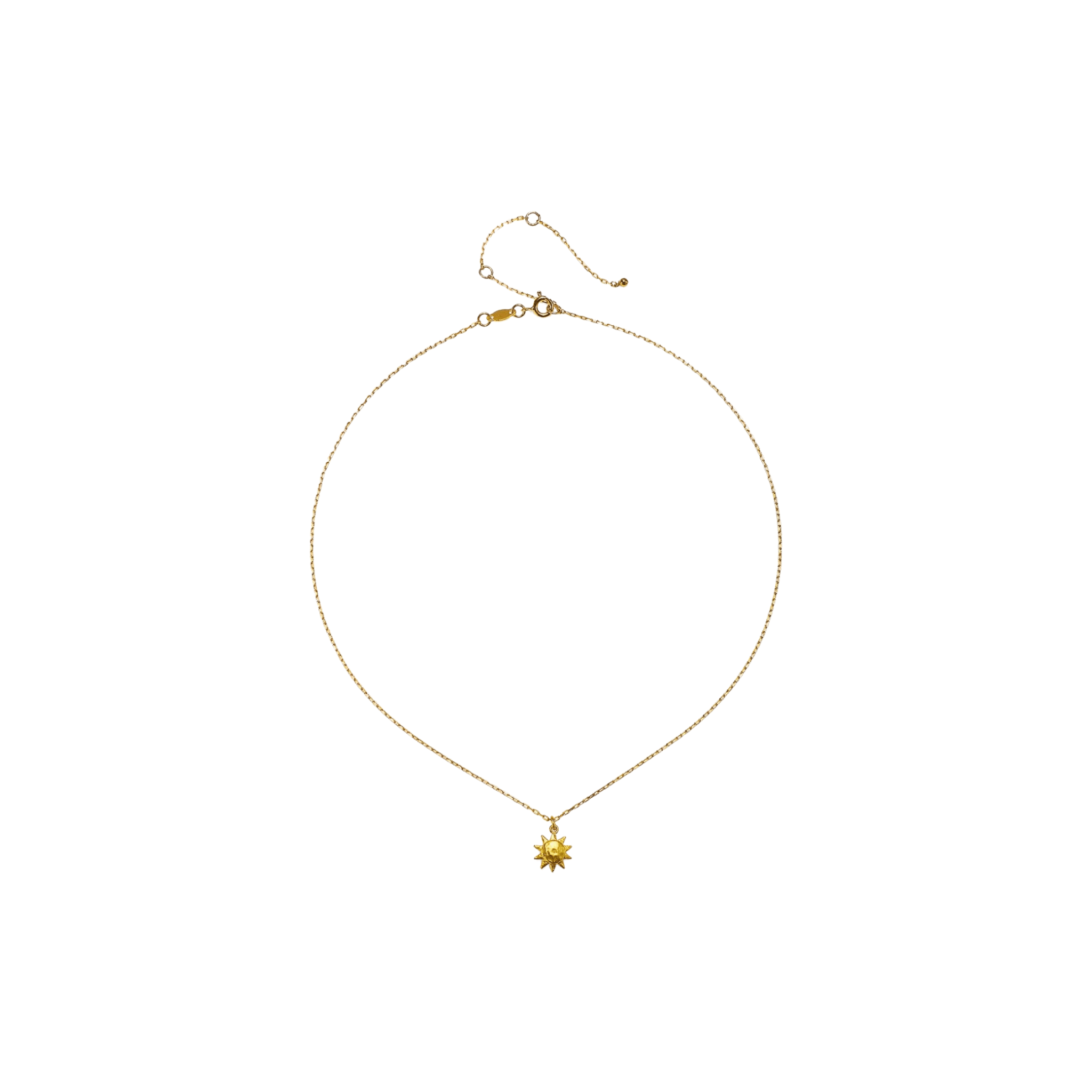 Gold Hammered Sun Charm Necklace
