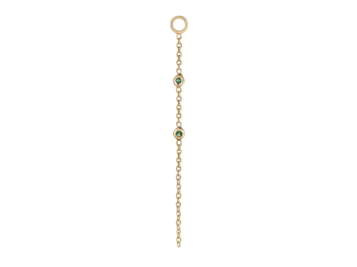 9k Round Emerald Chain Drop Charm