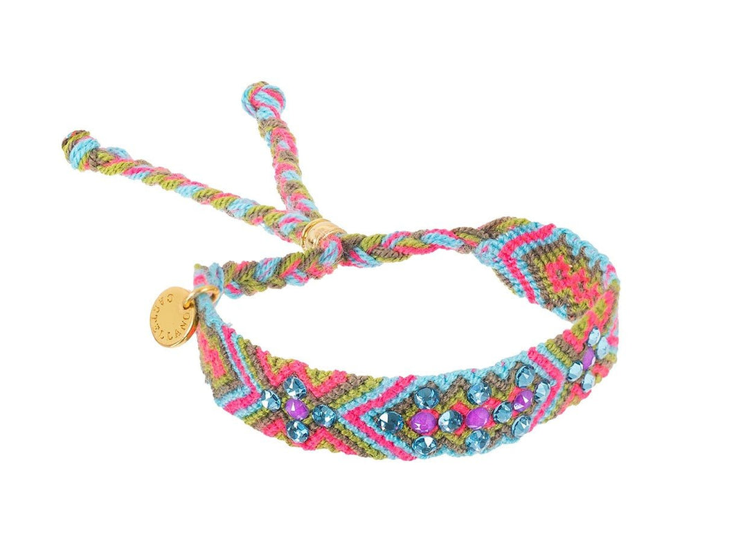 Multicolored Woven Bracelet with Crystals