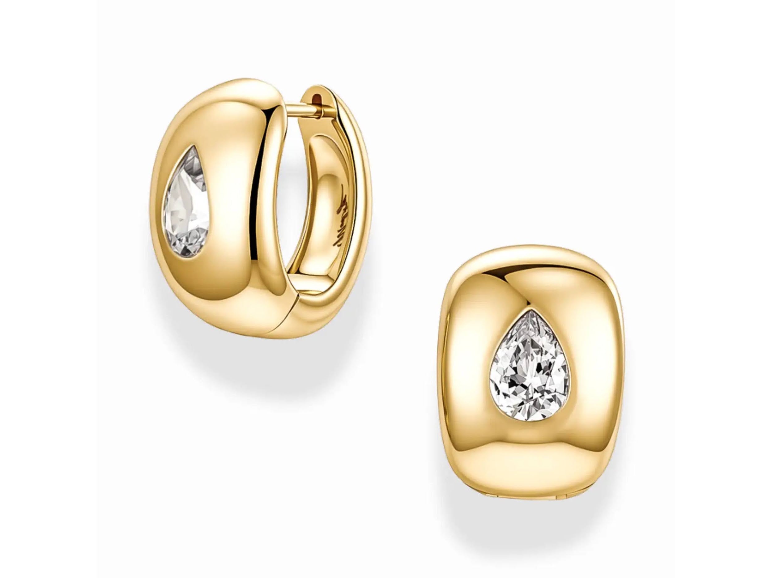 Gold Curved Huggies with CZs