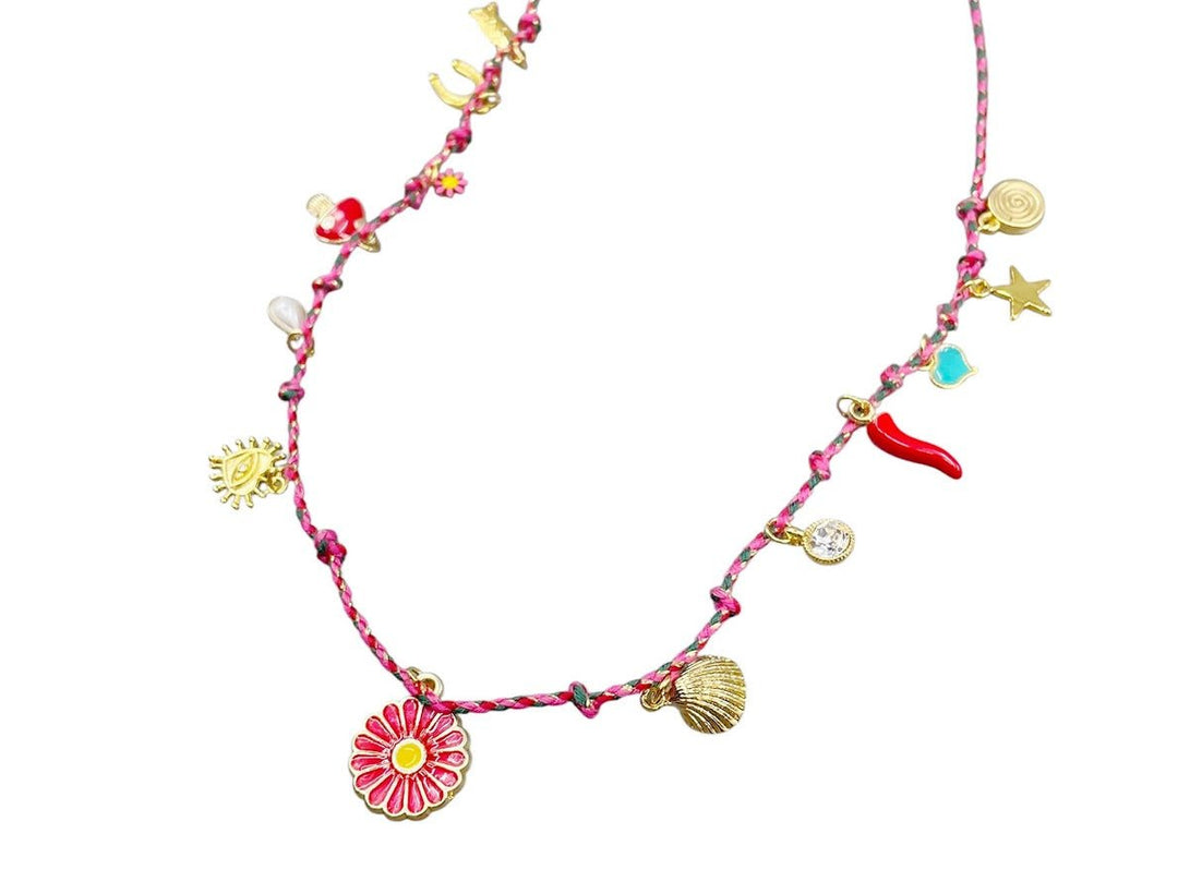 Pink and Gray Magical Charm Necklace