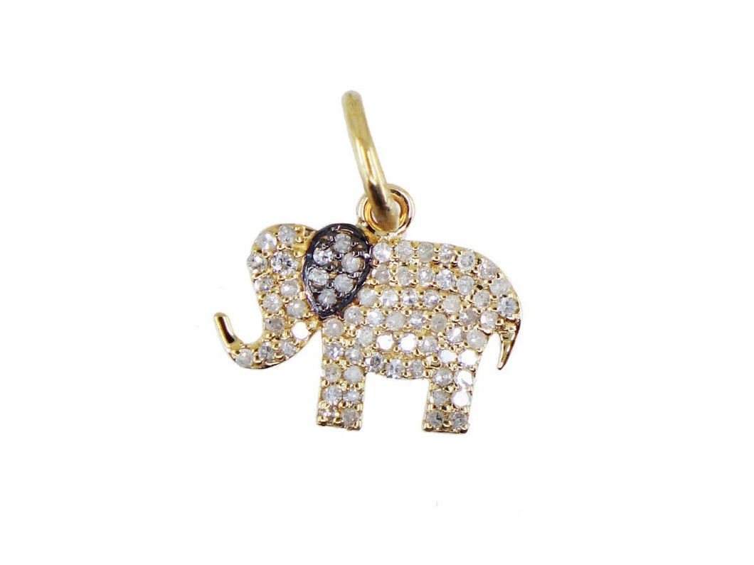 14k Diamond Elephant Charm